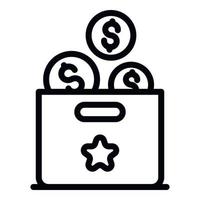 Box money startup icon, outline style vector