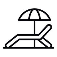 tumbona con icono de paraguas, estilo de contorno vector