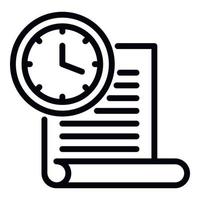 Time student paper icon, outline style vector