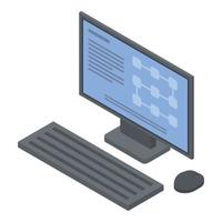 Desktop computer icon, isometric style vector