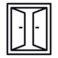 Double door open inside icon, outline style vector