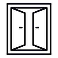 icono interior de puerta doble abierta, estilo de esquema vector