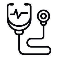 Stethoscope heart rate icon, outline style vector