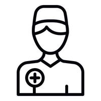 Young nurse icon, outline style vector