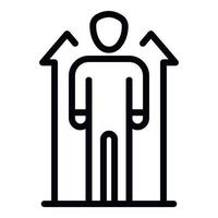 Man and two up arrows icon, outline style vector