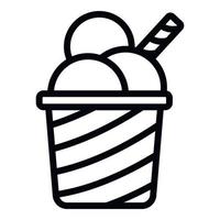 icono de batido de helado, estilo de esquema vector