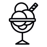 Icecream in a glass goblet icon, outline style vector