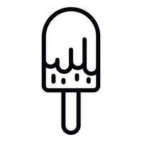 helado glaseado en un icono de palo, estilo de esquema vector