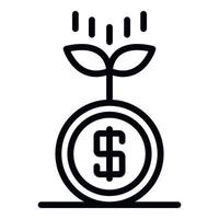 Sprout from a coin icon, outline style vector