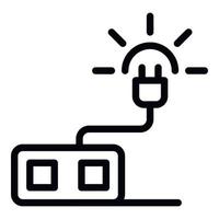 Smart electric plug icon, outline style vector