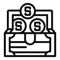 Money chest icon, outline style vector