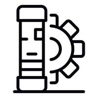 Server and gear icon, outline style vector