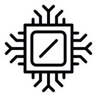 Computer processor icon, outline style vector