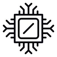 Computer processor icon, outline style vector