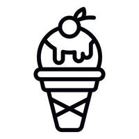 Ice cream with cherry icon, outline style vector