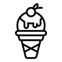 Ice cream with cherry icon, outline style vector