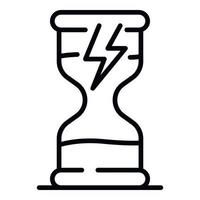 Hourglass and lightning icon, outline style vector