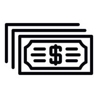 icono de dinero en efectivo, estilo de esquema vector