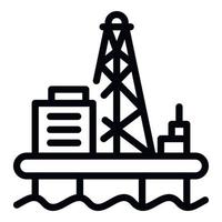 icono de producción de petróleo en alta mar, estilo de esquema vector