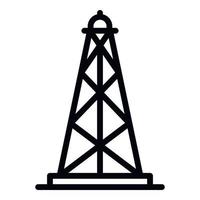 icono de torre de perforación de petróleo, estilo de contorno vector