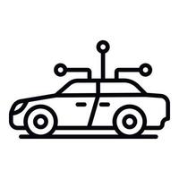 Electric car with footnotes icon, outline style vector
