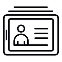 Training on a tablet icon, outline style vector
