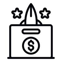 Money box startup icon, outline style vector