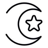 Islamic moon star icon, outline style vector