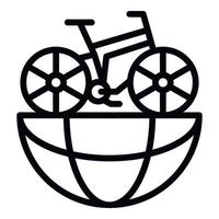 Global bike rent icon, outline style vector