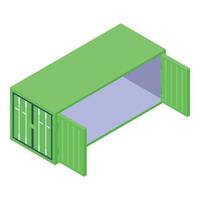 Open green container icon, isometric style vector