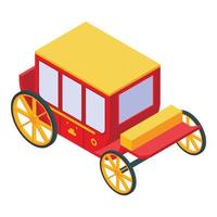 Red gold carriage icon, isometric style vector