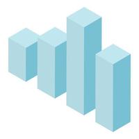 Blue graph column icon, isometric style vector