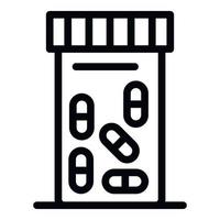 Pills jar icon, outline style vector