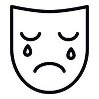 icono de máscara de depresión triste, estilo de esquema vector