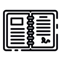 Open paper notebook icon, outline style vector