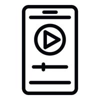 Smartphone player icon, outline style vector