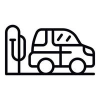Car at charge station icon, outline style vector