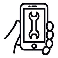 Smartphone service center icon, outline style vector