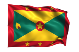 Grenada Waving flag Realistic Transparent Background png