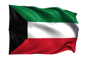 Kuwait Waving flag Realistic Transparent Background png