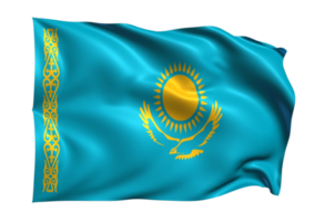 Kazakhstan Waving flag Realistic Transparent Background png