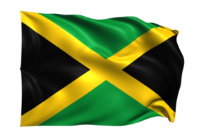 Jamaica Waving flag Realistic Transparent Background png