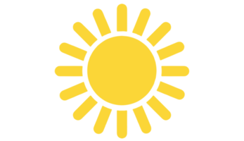 soleil sur fond transparent png