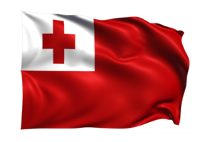 Tonga Waving flag Realistic Transparent Background png