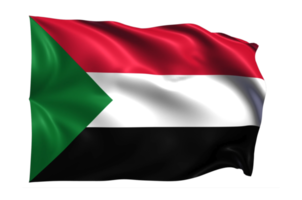 Sudan Waving flag Realistic Transparent Background png