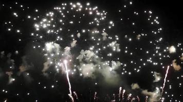 astratto colorato vacanza fuochi d'artificio sfondo celebrazione su nuovo anni vigilia un' Festival di gioia fuochi d'artificio Schermo nel il notte cielo e un' celebrazione di il dichiarazione di indipendenza. video