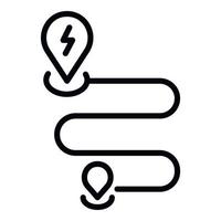 Electric car route icon, outline style vector