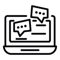 Laptop collaboration chat icon, outline style vector