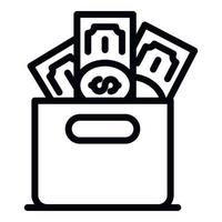 icono de caja de lavado de dinero, estilo de esquema vector