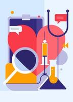 Poster with medical equipment. Placard design in abstract style. vector